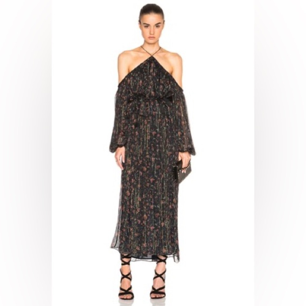 Zimmermann Havoc Suspend BOHO Silk Midi Dress Halter Off Shoulder Navy SZ 1/US 6